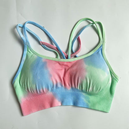 タイダイ柄 シームレスヨガブラ＆レギンスセット