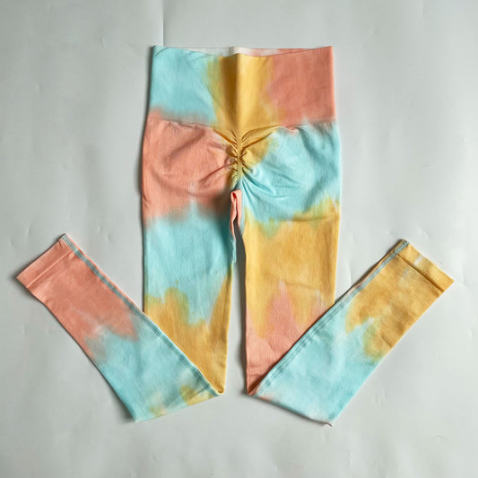タイダイ柄 シームレスヨガブラ＆レギンスセット